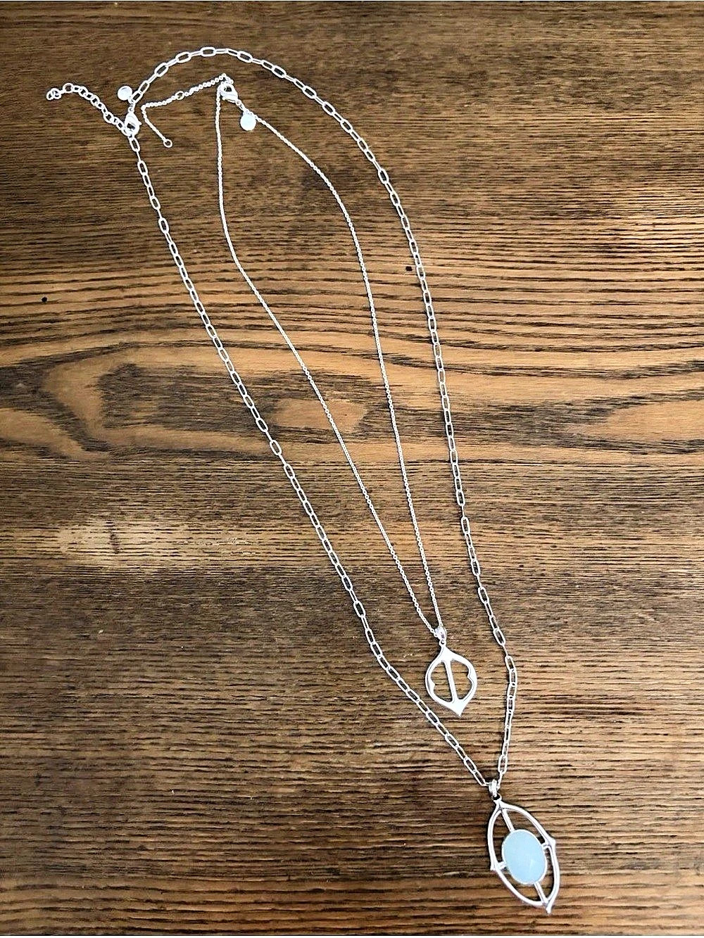 Stella & Dot Aqua Pendant with Coordinating Chain - Stainless Silver